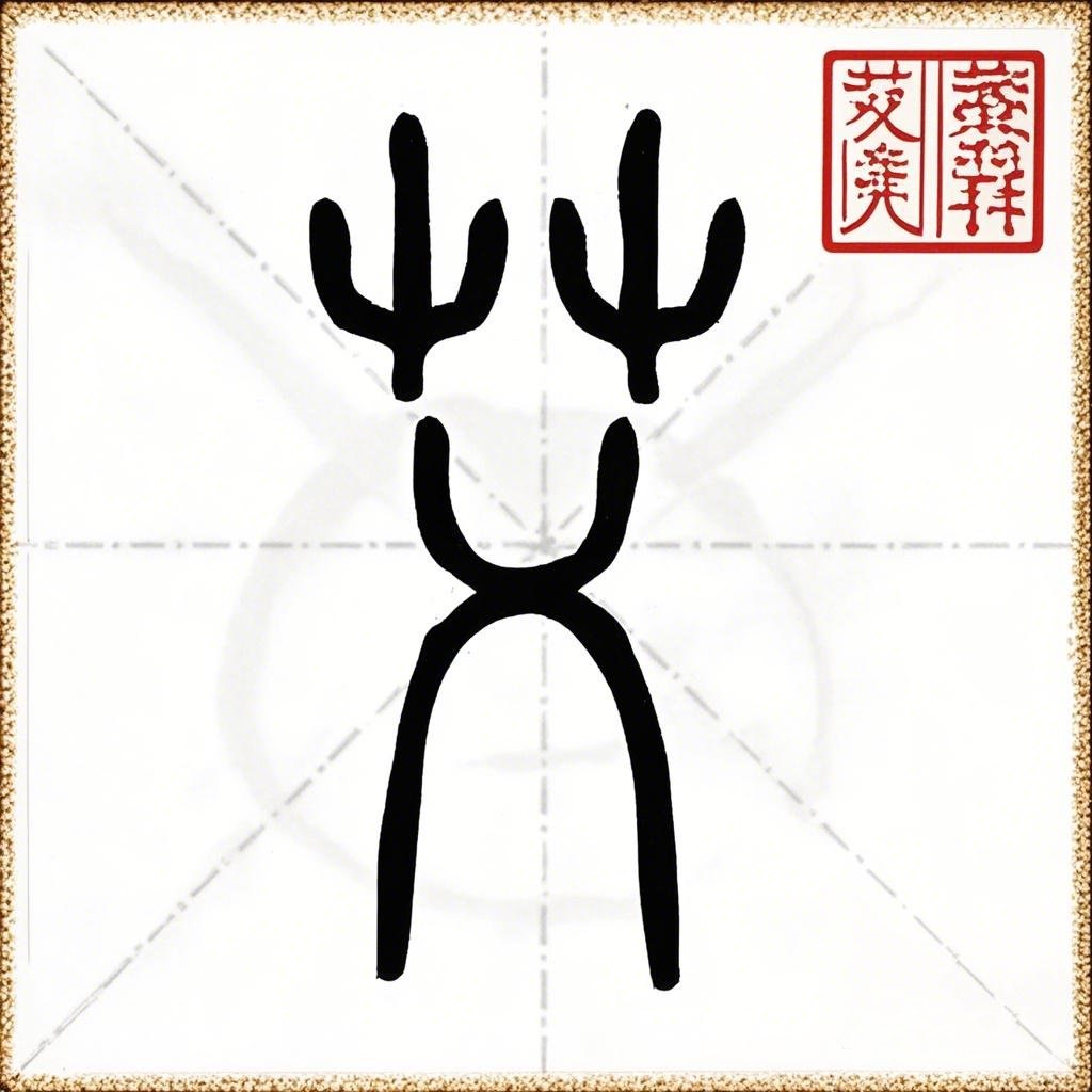 小篆 艾 的字体 的背景图 ，艾氏起源 红戳！(2)